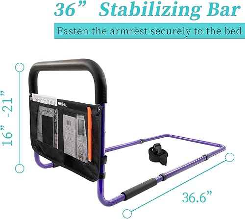 Miniatura 2 de Barandillas de seguridad para adultos mayores con alturas ajustables, bolsillo de almacenamiento, barandillas laterales de apoyo para personas
