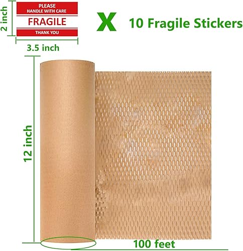 Miniatura 2 de Papel de embalaje de nido de abeja, papel de embalaje de 12 pulgadas de ancho x 100 pies de largo para mudanzas, productos y regalos, papel de