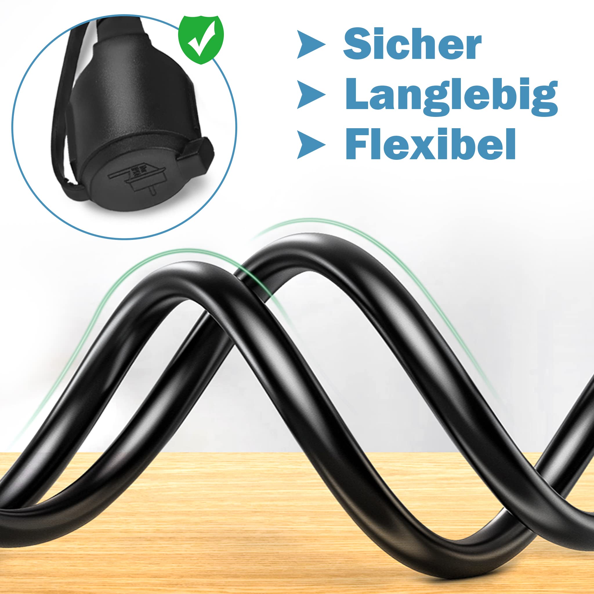 UISEBRT Cavo di prolunga Schuko da 30 m, con spina piatta 3500 W, 230 V, IP44, cavo di alimentazione con tappo di protezione per esterni, con contatto di protezione H05VV-F3G, cavo di prolunga per