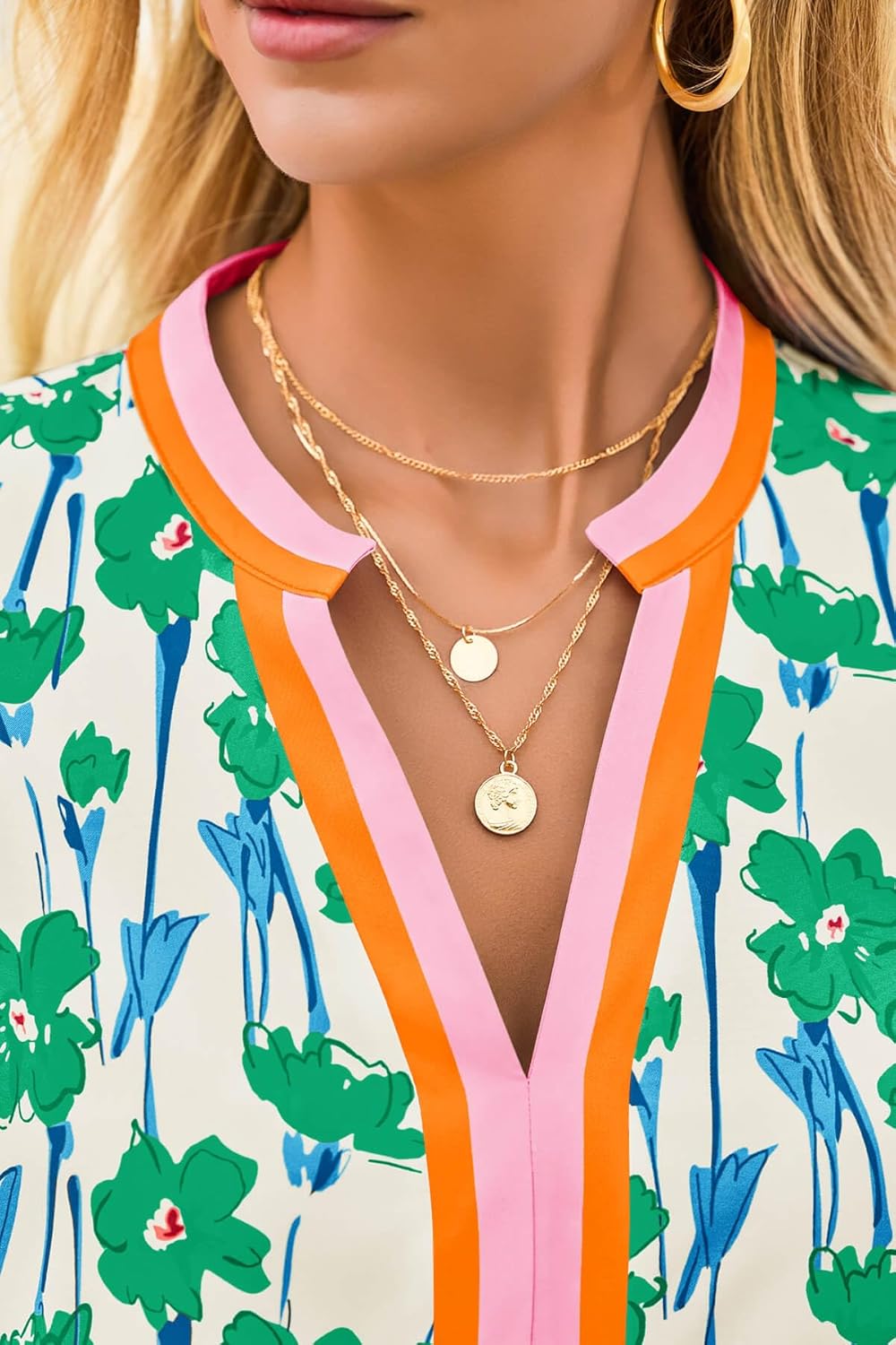 Cicy Bell Womens V Neck Floral Mini Dress Short Puff Sleeve Patchwork Summer Casual Boho Dresses - Image 4