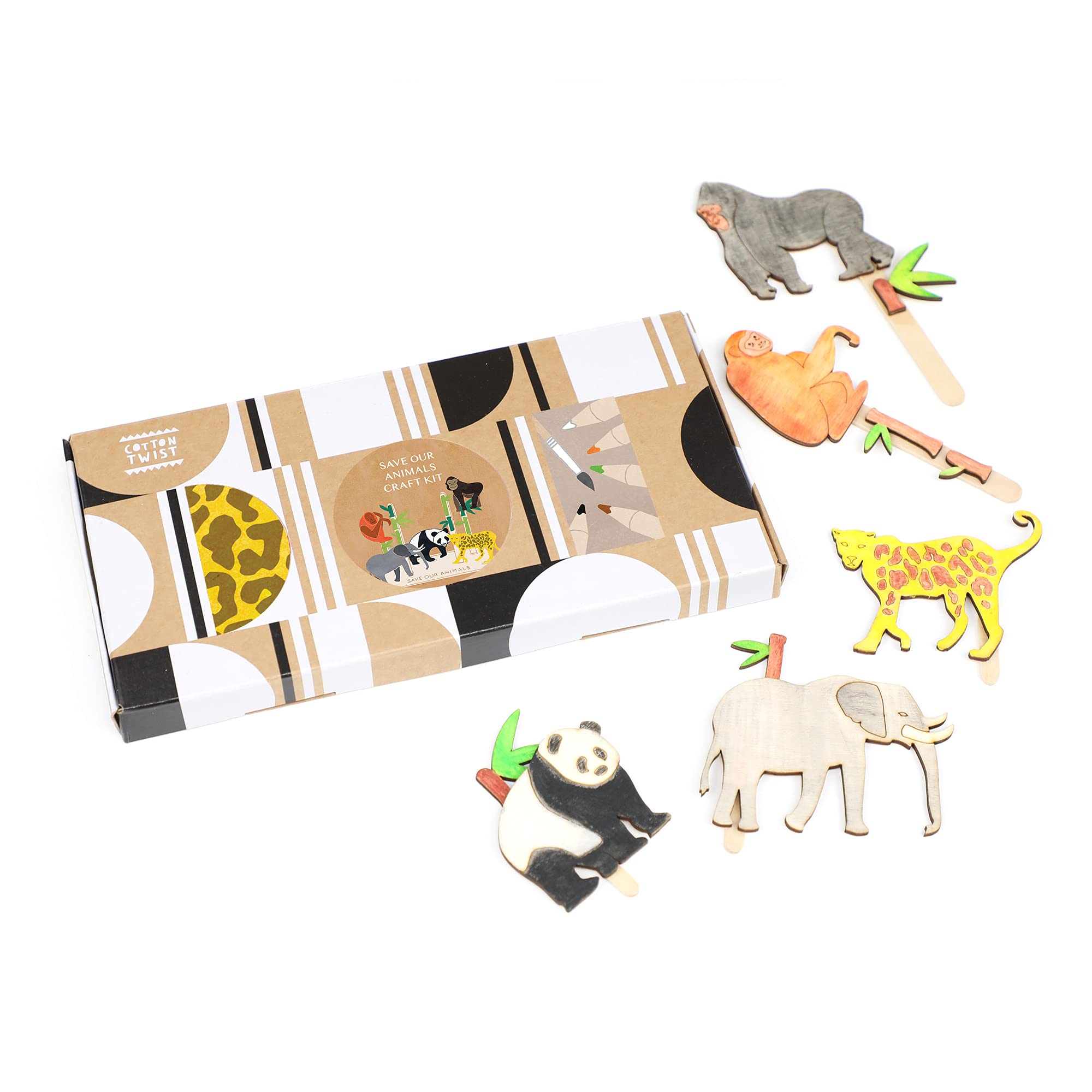 COTTON TWIST Kids Save Our Animals Craft Kit - Unisex Children Creative Fun Game Play Set Painting Activity Box for Boys and Girls