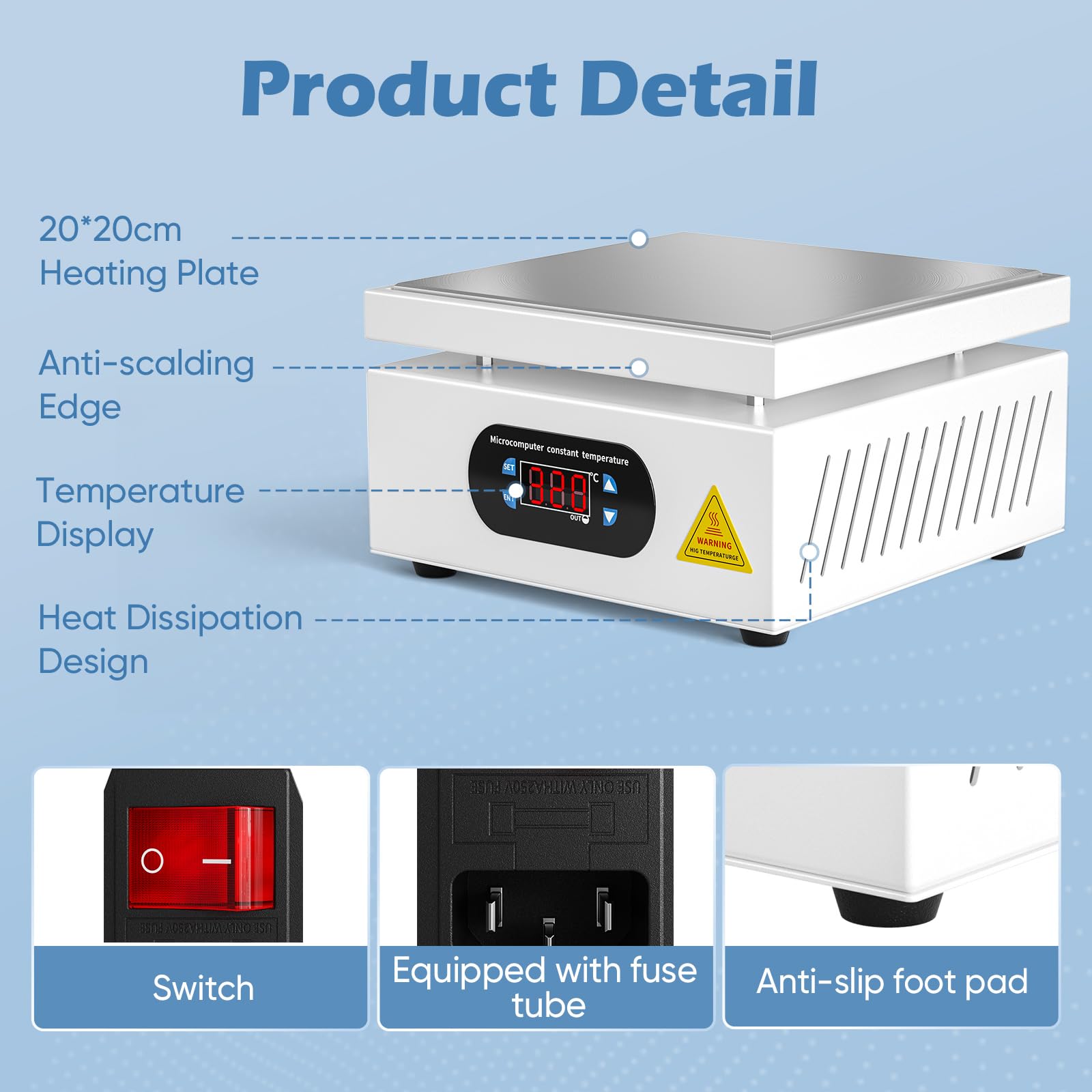 Kidken Stacja lutownicza płyta grzewcza 700W cyfrowa LCD 0-400°C 200x200mm