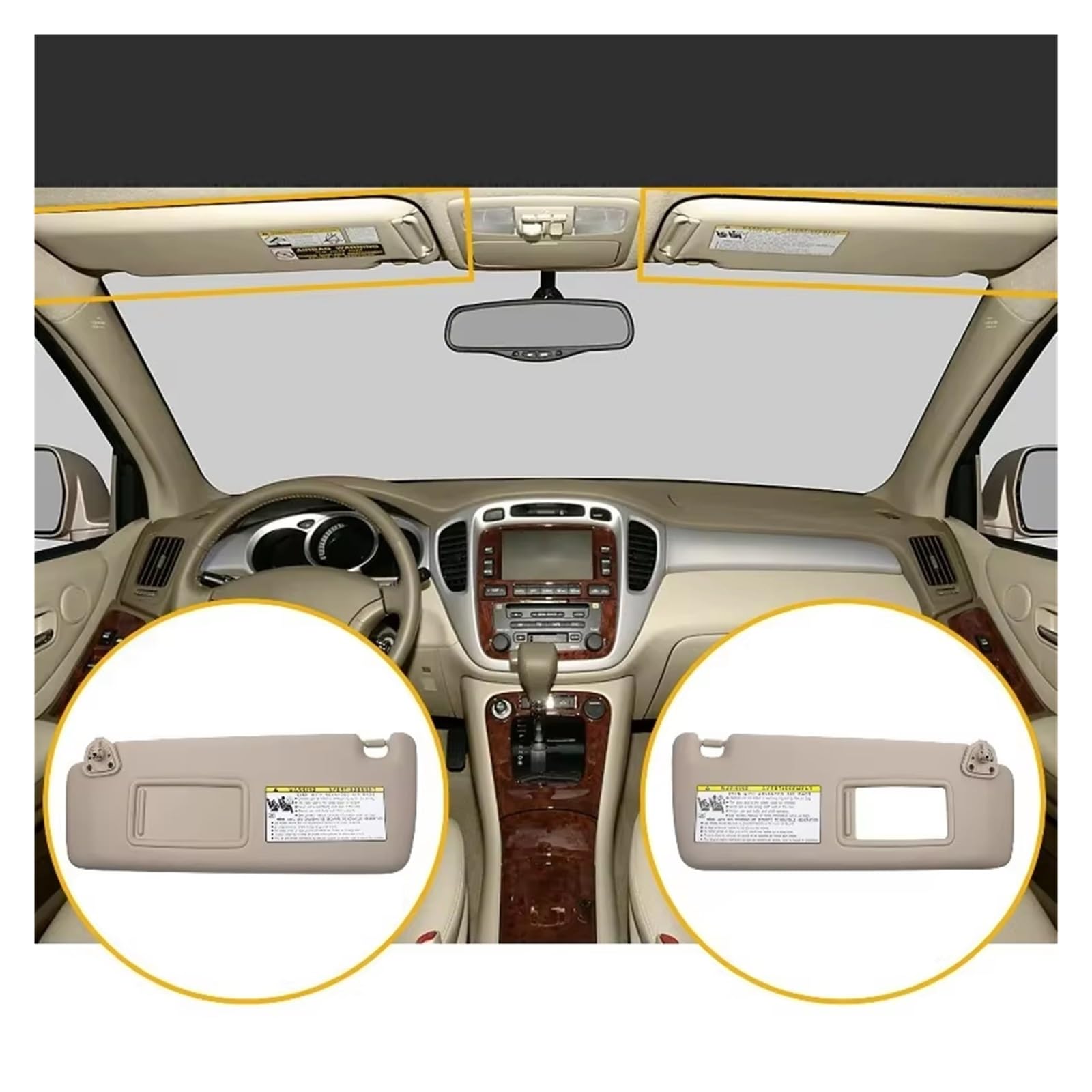 Für Toyota Für Highlander 2004-2007 Links Fahrer Rechts Beifahrerseite Sonnenblende 74320-48260-A0 74310-48220-A0 Auto Frontscheibe Thermomatte