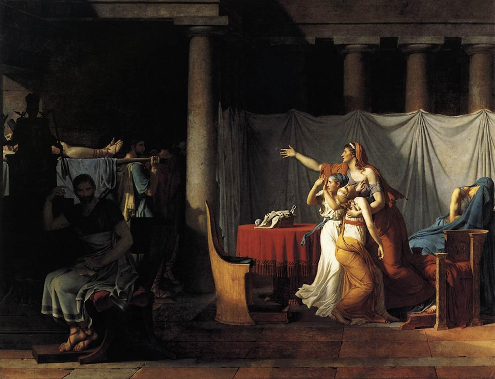 HRJUBWREE Retro Picture Art Painting Wall Poster The Lictors Returning to Brutus the Bodies of his Sons Jacques Louis David Vintage Art Print for Home Decor 60x90cm