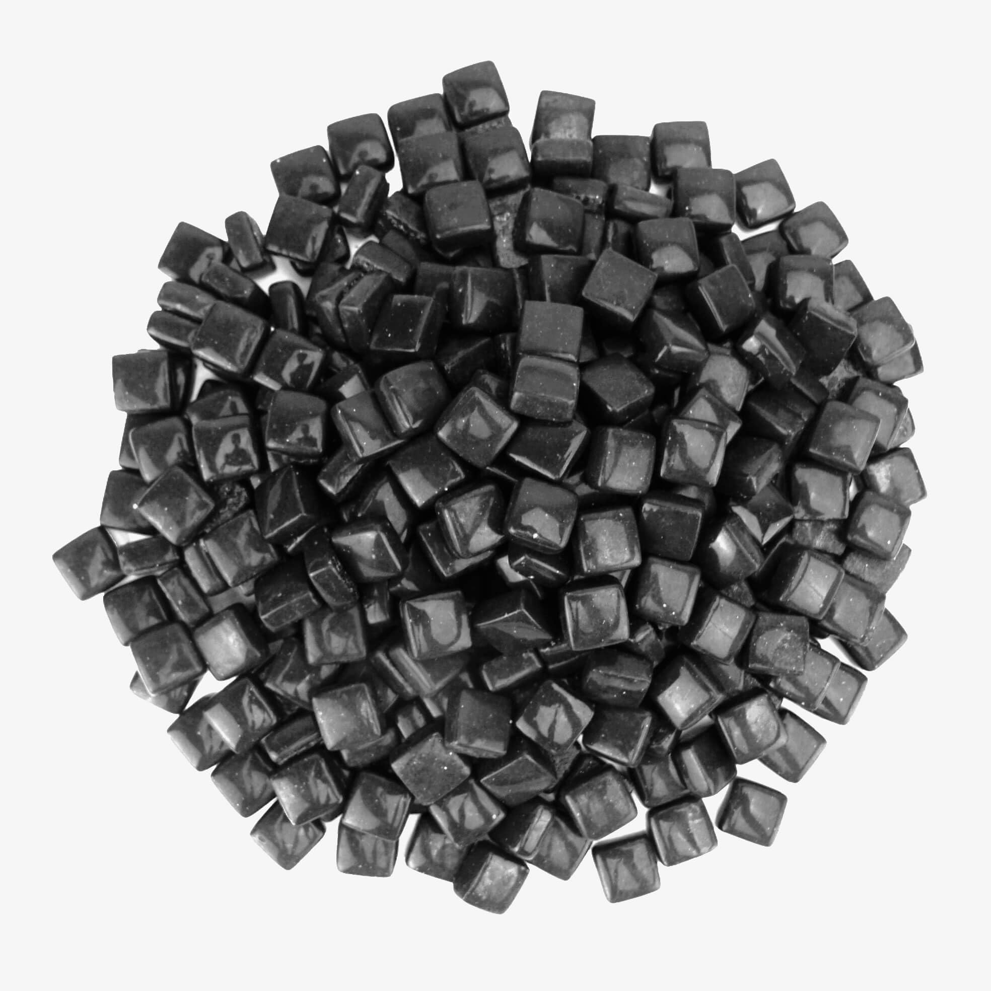 Samjobroad Black Mosaic Tiles - 10mm Square Glass Tiles for Crafts, 300g Glass Pieces for Mosaic Art, Coasters, and Home Decoration, 160 Pieces