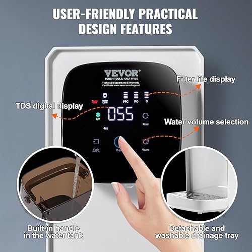 Miniatura 5 de VEVOR Sistema de ósmosis inversa Filtro de agua para encimera, purificador de agua portátil para el hogar, agua purificada del grifo, 21 pura para