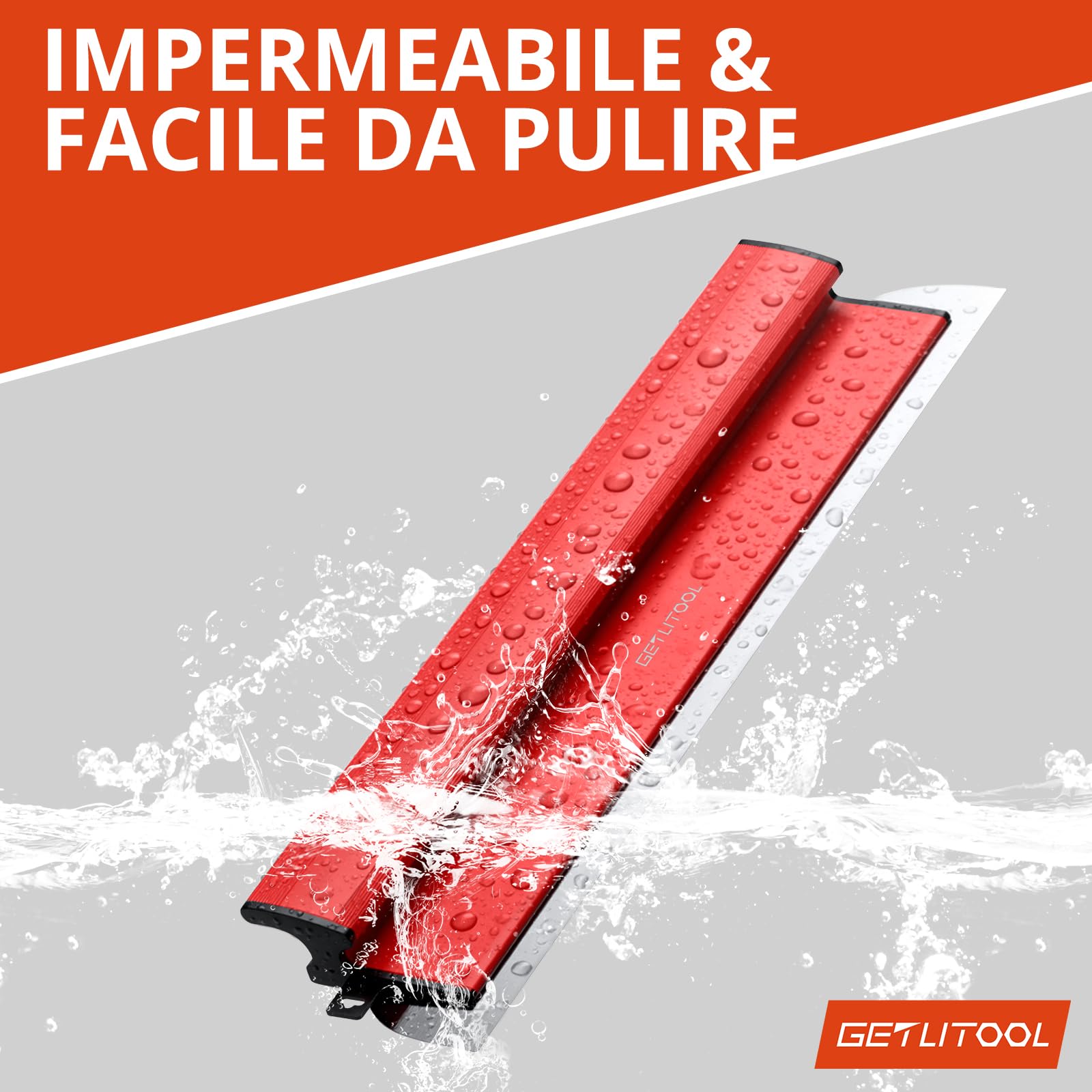 GETLITOOL Set 5 Spatole per Stucco 15-80cm con Lame in Acciaio Inox e Ricambi, Asta Telescopica 80-130cm e Clip, Kit Completo con Valigetta per Pareti e Soffitti in Cartongesso Cemento e Calcestruzzo