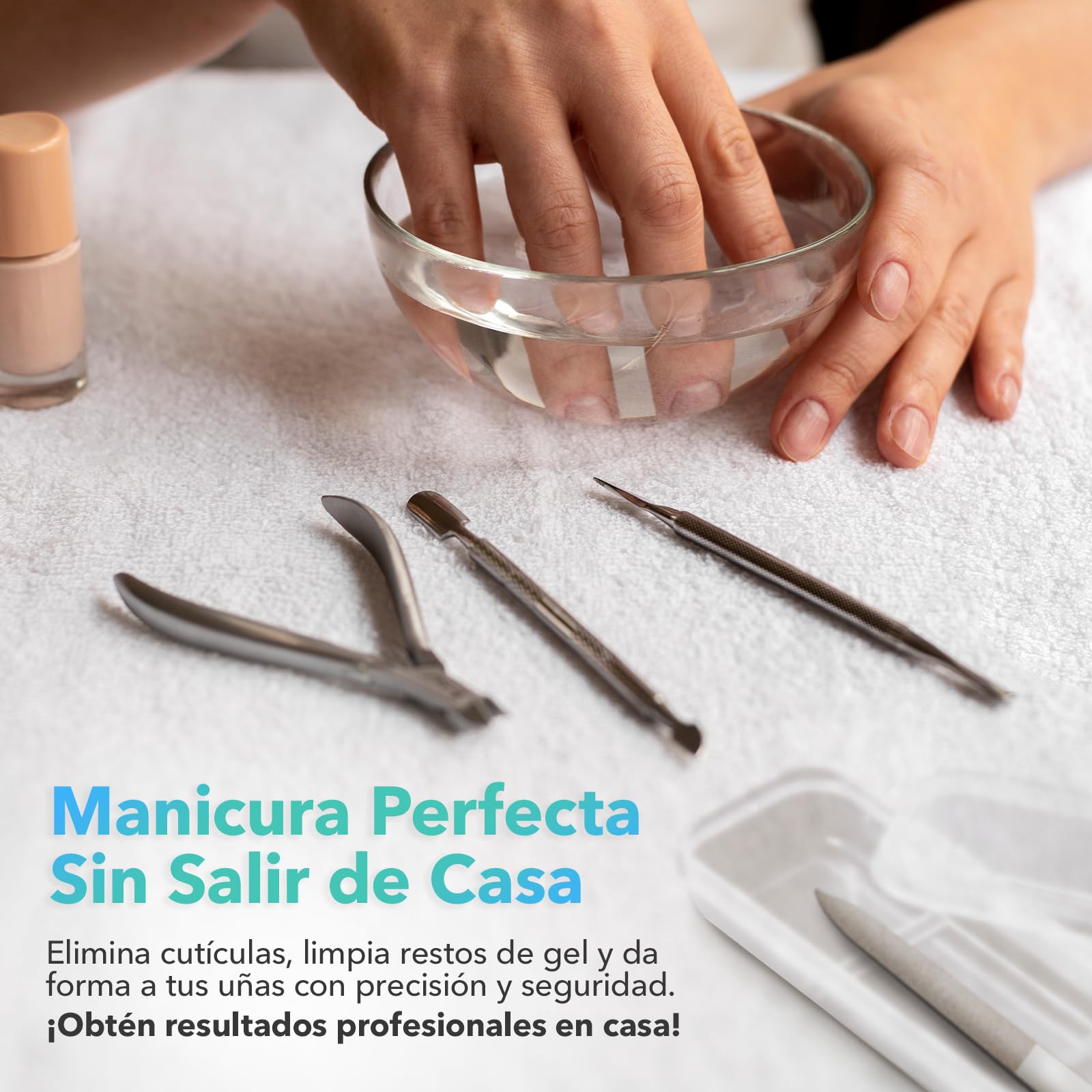 Set Manicura y Pedicura Profesional 4 en 1 – Cortacutículas, Lima de Uñas y 2 Empujadores de Cutículas de Acero Inoxidable – Kit Corta Uñas Adulto, Removedor de Cutículas, Ideal para Viaje