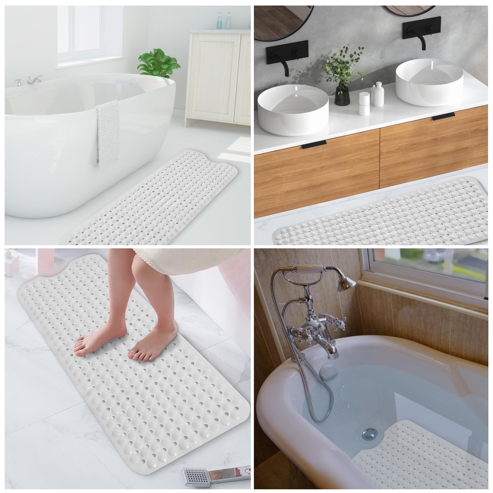 Tapis antidérapant baignoire 100 x 40 cm PVC Caoutchouc lavable en machine