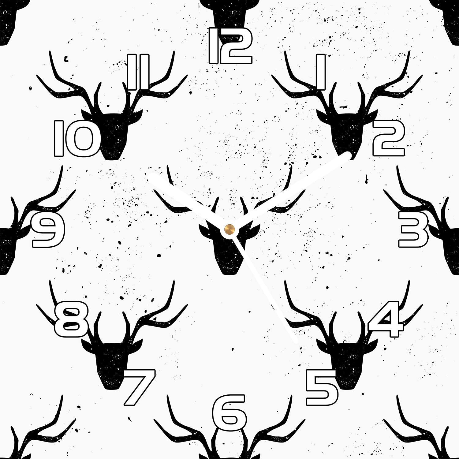 Horloge en verre 30x30 cm Coloray avec motif de cerf minimaliste et aiguilles blanches