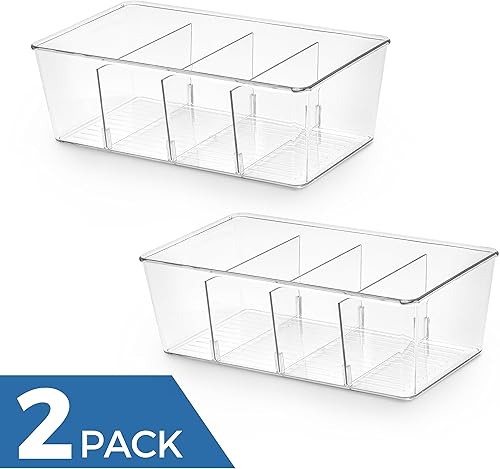 Miniatura 3 de Organizadores de despensa de cocina y contenedores de almacenamiento, paquete de 2 recipientes de almacenamiento de cocina transparentes para