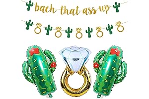 Glittery Fiesta Bachelorette Party Decorations: 'Bach That Ass Up' Banner, Cactus Ring Banner, Balloon Bundle