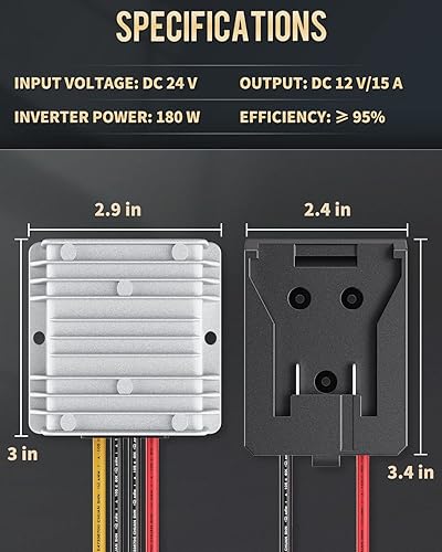 Miniatura 7 de Vibit Convertidor reductor de voltaje y adaptador de rueda eléctrica para Dewalt Batería de litio de 24 V de 24 V a 12 V Transformador de voltaje