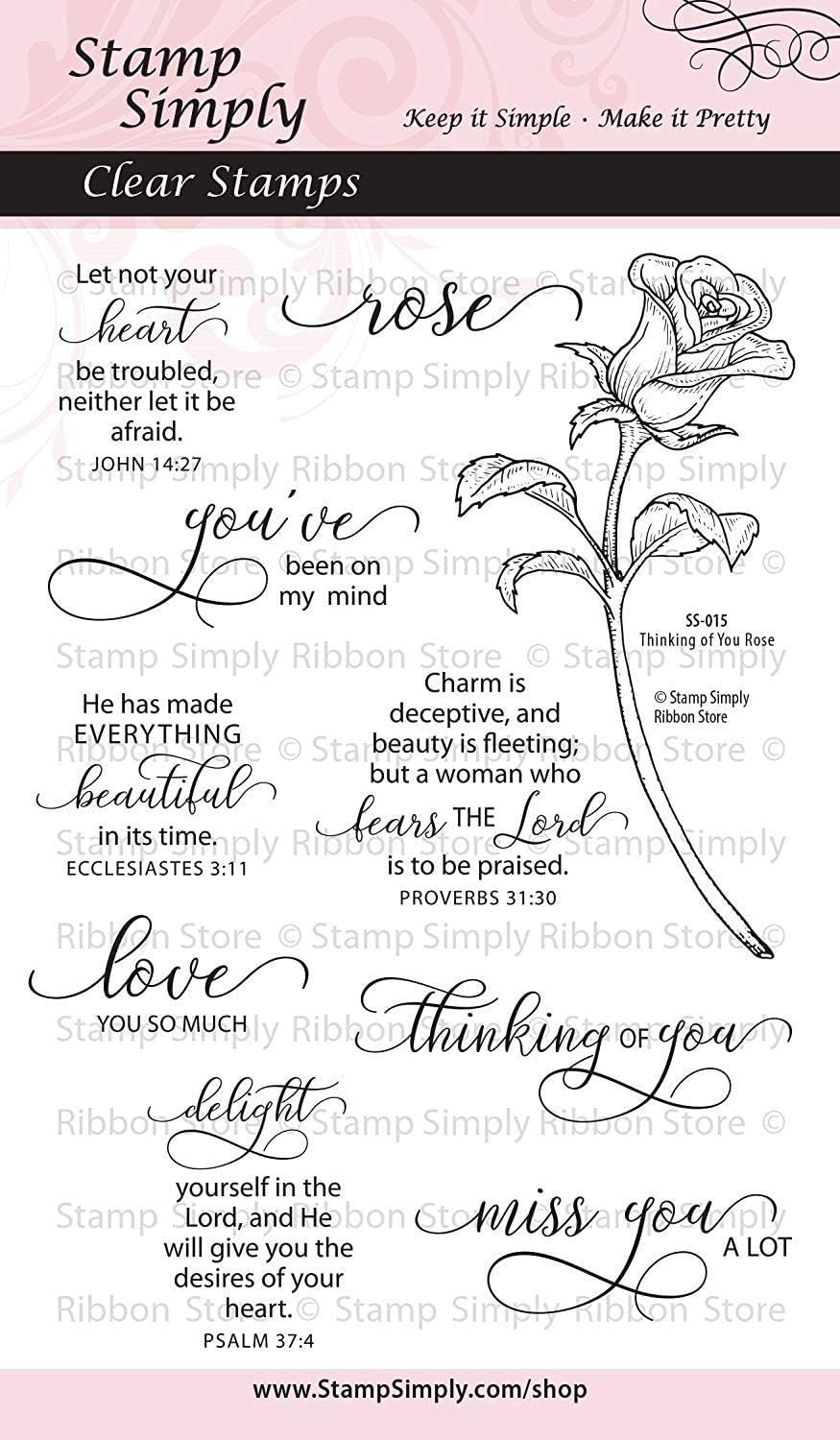Clear Stamps Thinking of You Rose Garden Flower Christian Religious 4x6 Inch Sheet - 10 Pieces