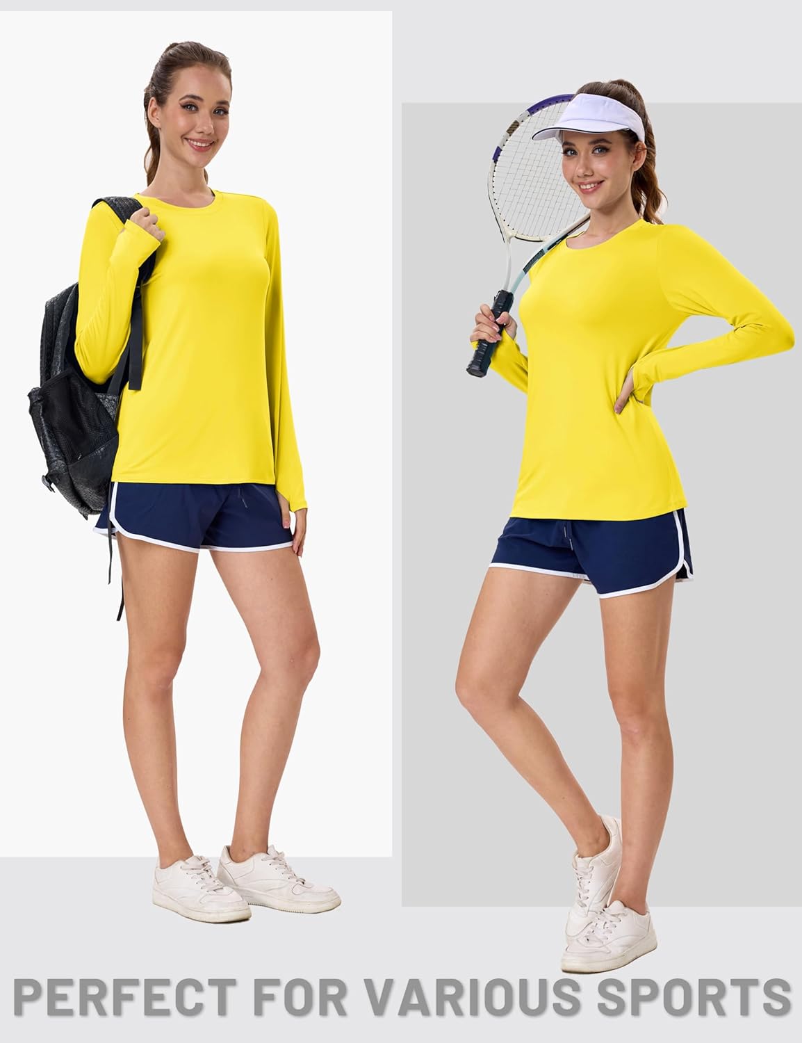 MAGCOMSEN Women's Long Sleeve Rash Guard Tshirts UPF 80+ Quick Dry Sun Shirts Swim Running Workout Tops with Thumb Holes - Image 6