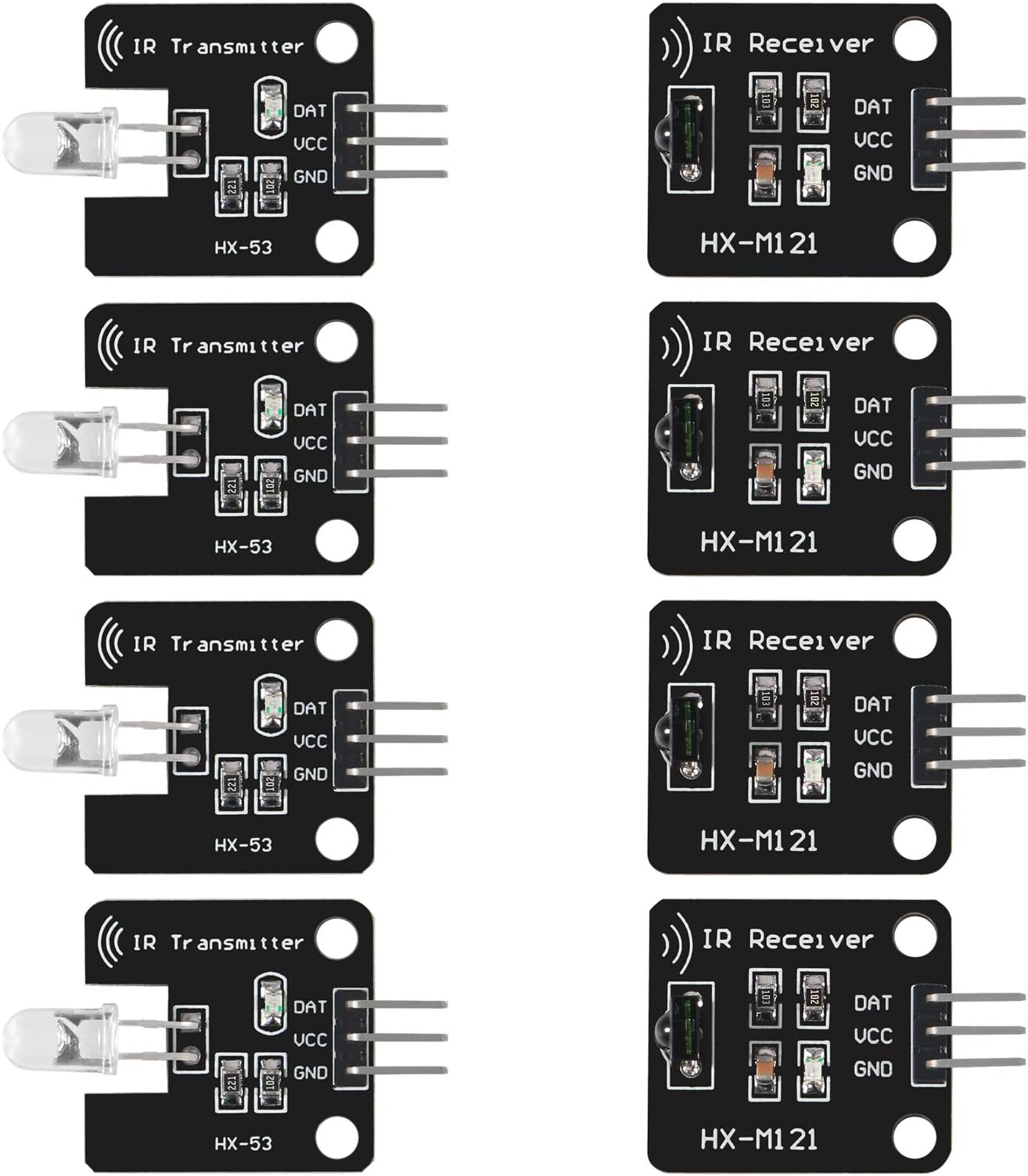 Dorhea 4Pcs Digital 38khz Ir Receiver Sensor Module + 4Pcs 38khz Ir Transmitter Sensor Module Kit for Electronic Building Block