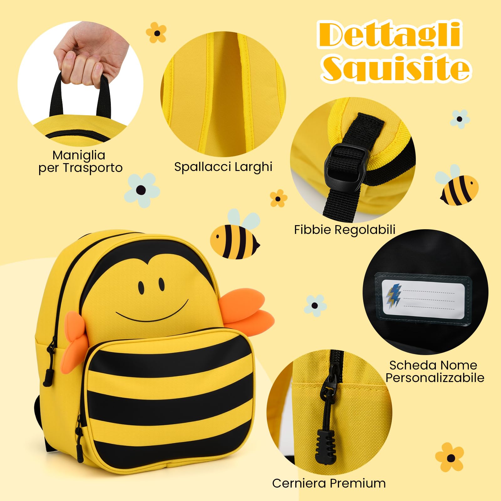 COSTWAY Set di Valigia per Bambini, 16" Valigia+ 12" Zaino, 2 Pezzi, con Ruote Girevoli a 360° e Maniglia Retrattile, Ideale per Viaggiare in Modo Comodo e Divertente (Modello 24)