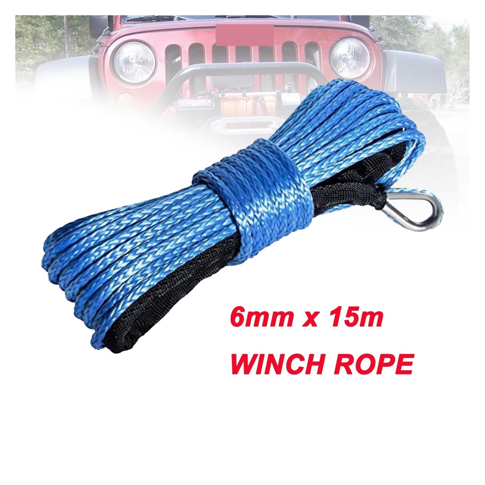 Lina Wyciągarki, 6mm x 15m Linie Wciągarki syntetyczne linie z akcesoriami samochodowymi(Oranje)