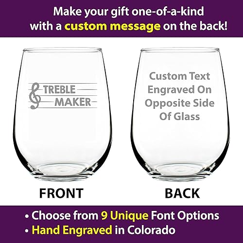 Miniatura 7 de Treble Maker  Stemless Wine Glass - Cute Funny Music Teacher Gifts for Women and Men - Fun Unique Musical Decor - Large
