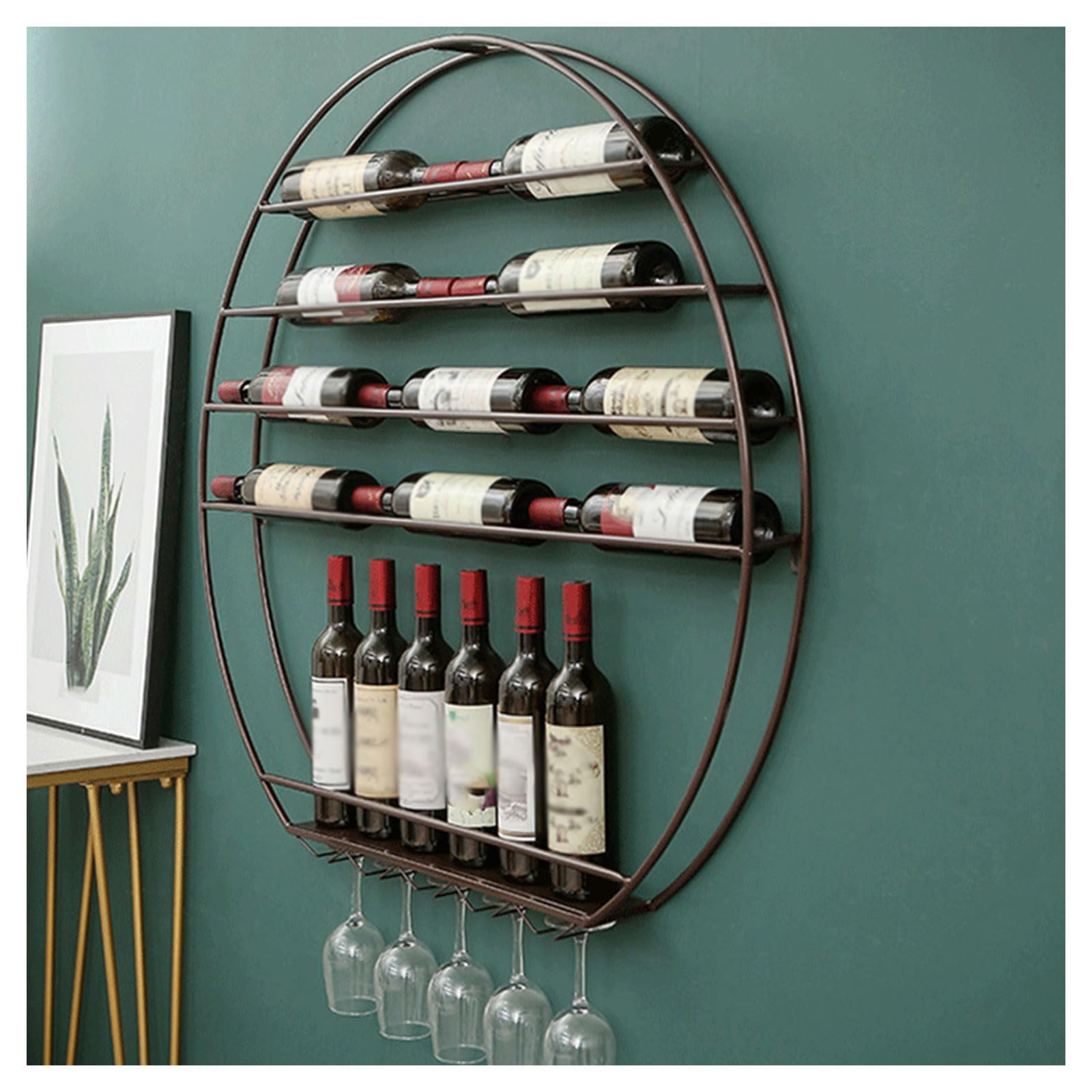 Étagère à vin murale en métal moderne porte-bouteilles design épuré