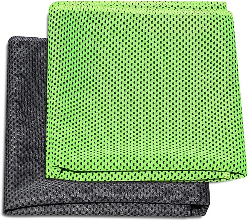 2PCS Sports Cooling Towel Soft Breathable Quick Dry Travel Ice Towel for Gym Fitness Workout Yoga Sport Running Camping Hiking(Black+Green)
