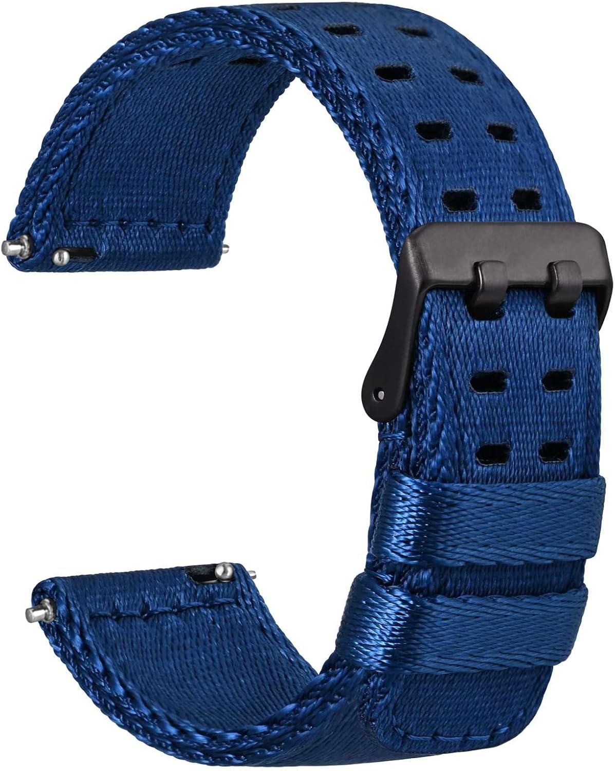 Nylon Watch Bands for Men with Double Holes 18mm 20mm 22mm Quick Release Stainless Steel Buckle Replacement Bands Bracelet(Green-Black Buckle,22mm)