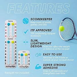 Scoring Right Portable Tennis Racket and Padel Scorekeeper, Easily Mounted Small Score Board to Keep Score of Points, Games, and Sets, ITF Conforming, Lightweight Mini Score Keeper, 1.9g, White