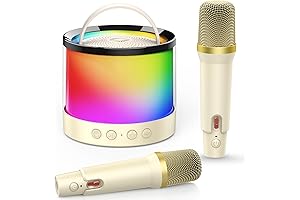 Kids Karaoke Microphone Machine Toy, Bluetooth Portable Speaker with Wireless Microphones