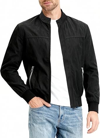 Allthemen Mens Bomber Jacket Casual Lightweight Windbreaker Jackets with Zippered Pockets