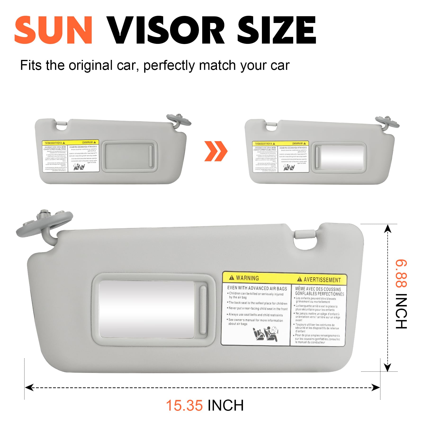 Gray Driver Left Side Sun Visor Replacement Compatible with 2004-2005 Toyota RAV4 Replace 74320-42420-B0