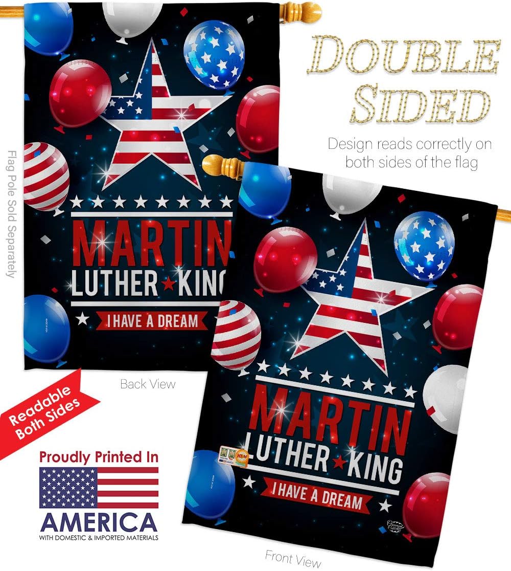 I Have A Dream House Flag Dowel Set Black History Martin Luther King MLK Civil Right Stars United State American Small Decorative Gift Yard Banner Double-Sided Made In USA 28 X 40