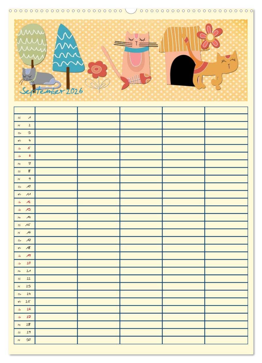 Unser buntes Familienleben (Wandkalender 2026 DIN A2 hoch), CALVENDO Monatskalender: Der farbenfroh und heiter illustrierte Monatsplaner für die ganze Familie (CALVENDO Spass)
