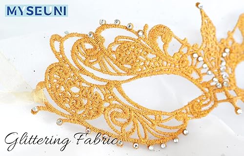 Miniatura 2 de Máscara de mascarada para mujer, máscara de encaje brillante con diamantes de imitación para baile de máscaras, fiesta de Halloween, Mardi Gras,