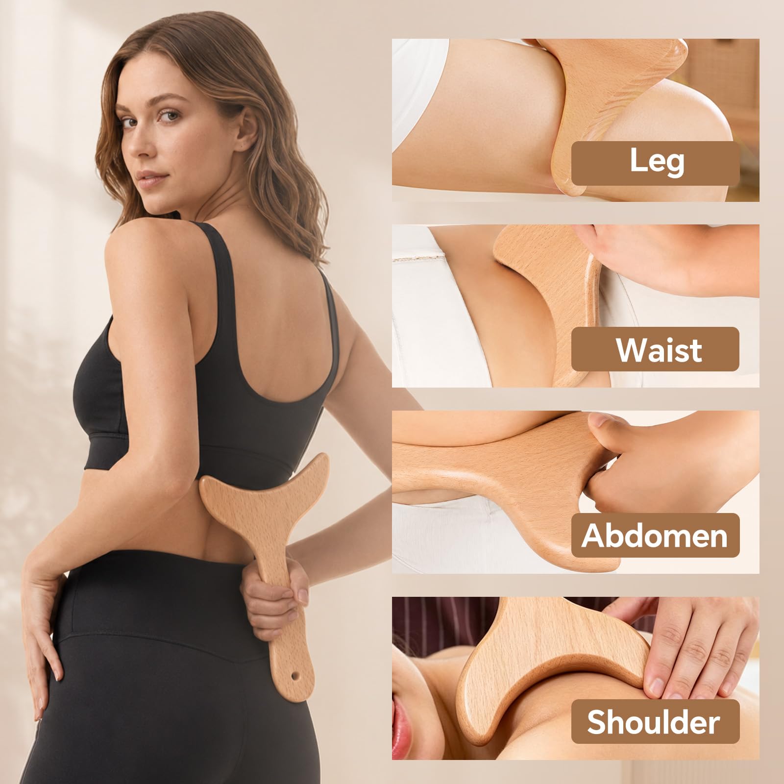 Set di strumenti per massaggi per terapia del legno, set di strumenti per massaggio linfatico per scolpire il corpo, kit massaggiatore anticellulite per rilassamento muscolare, strumenti per