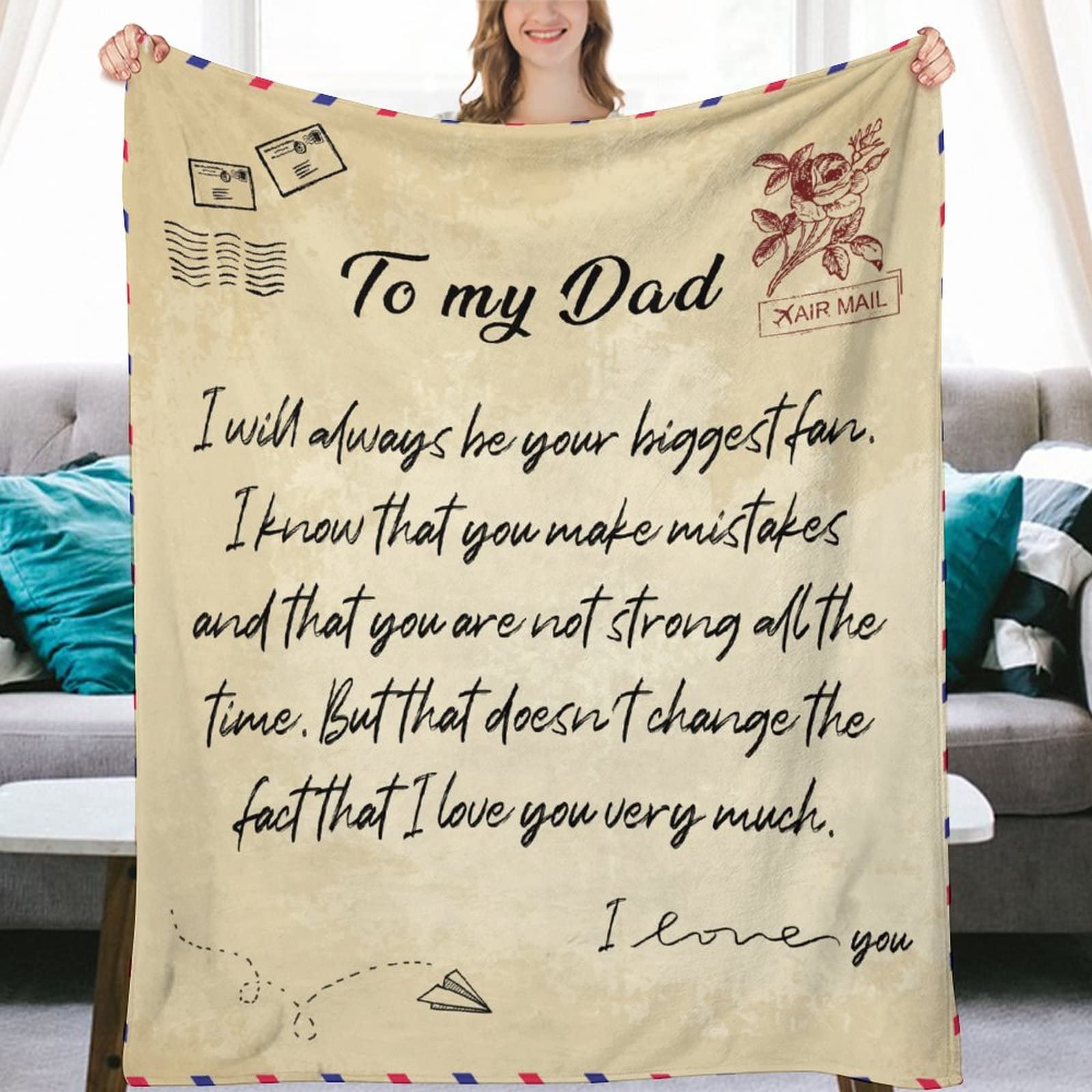 Couverture flanelle To Dad jeté de lit haut de gamme chaud et durable