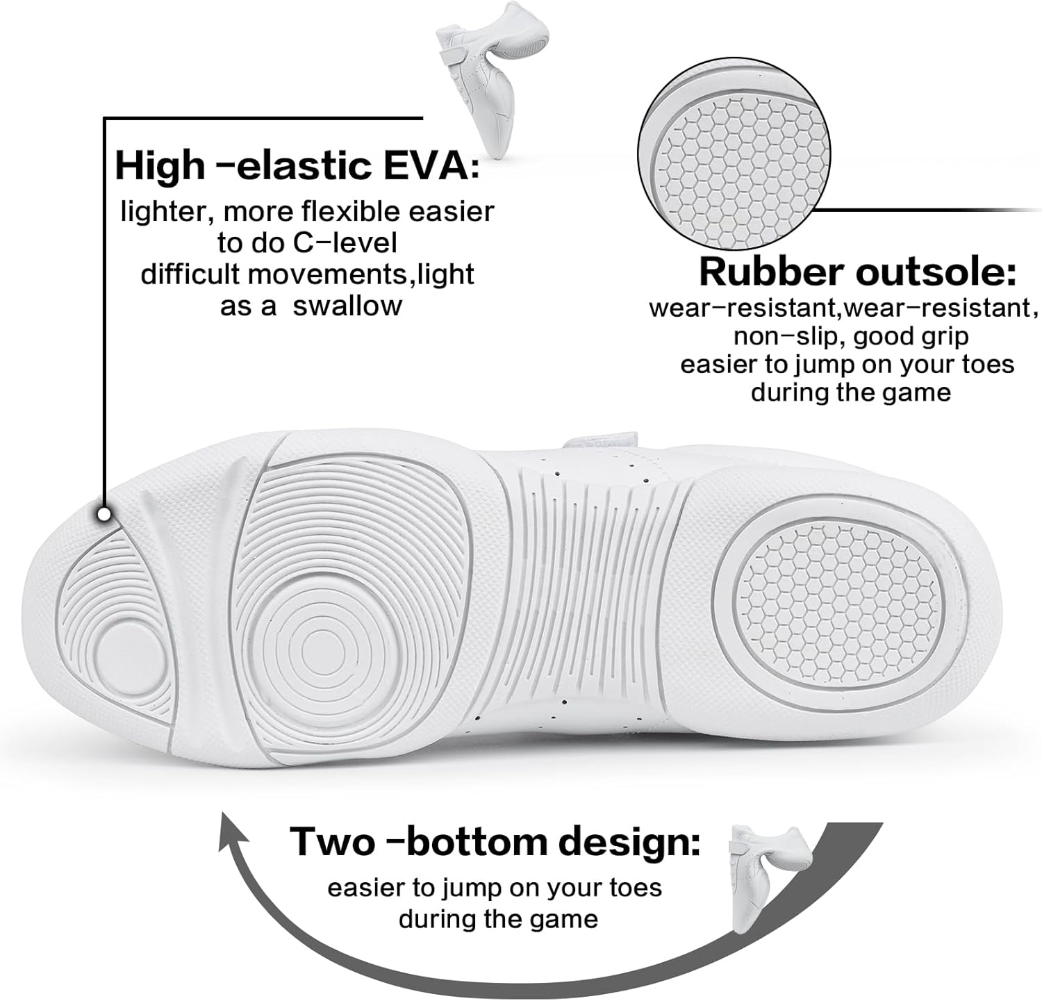 Cheer Shoes for Youth Girls White Cheerleading Athletic Dance Shoes Tennis Sneakers for Competition Sport Training - Image 6