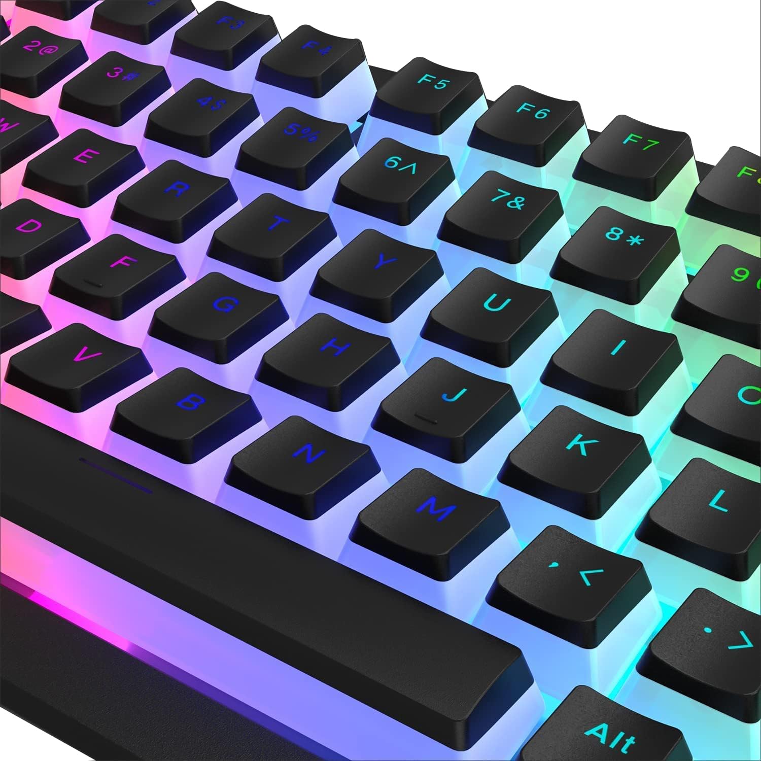 ARIONEI Pudding Keycaps, PBT Keycaps OEM Profile High Light Transmission Custom Keycap Set, Universal Compatibility for 61/68/84/87/82/104-key Keyboards (Black)