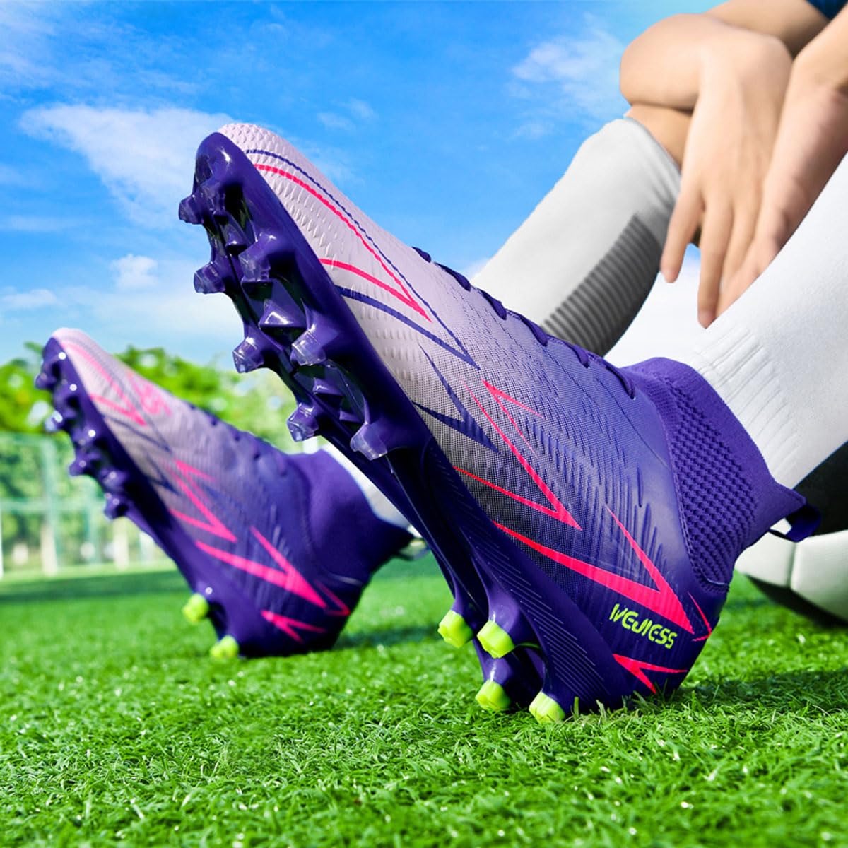 Botas de fútbol para Hombre, Unisex, Profesionales, para Exteriores, para niños, Banda Alta, adecuadas para césped Artificial, Zapatos de competición