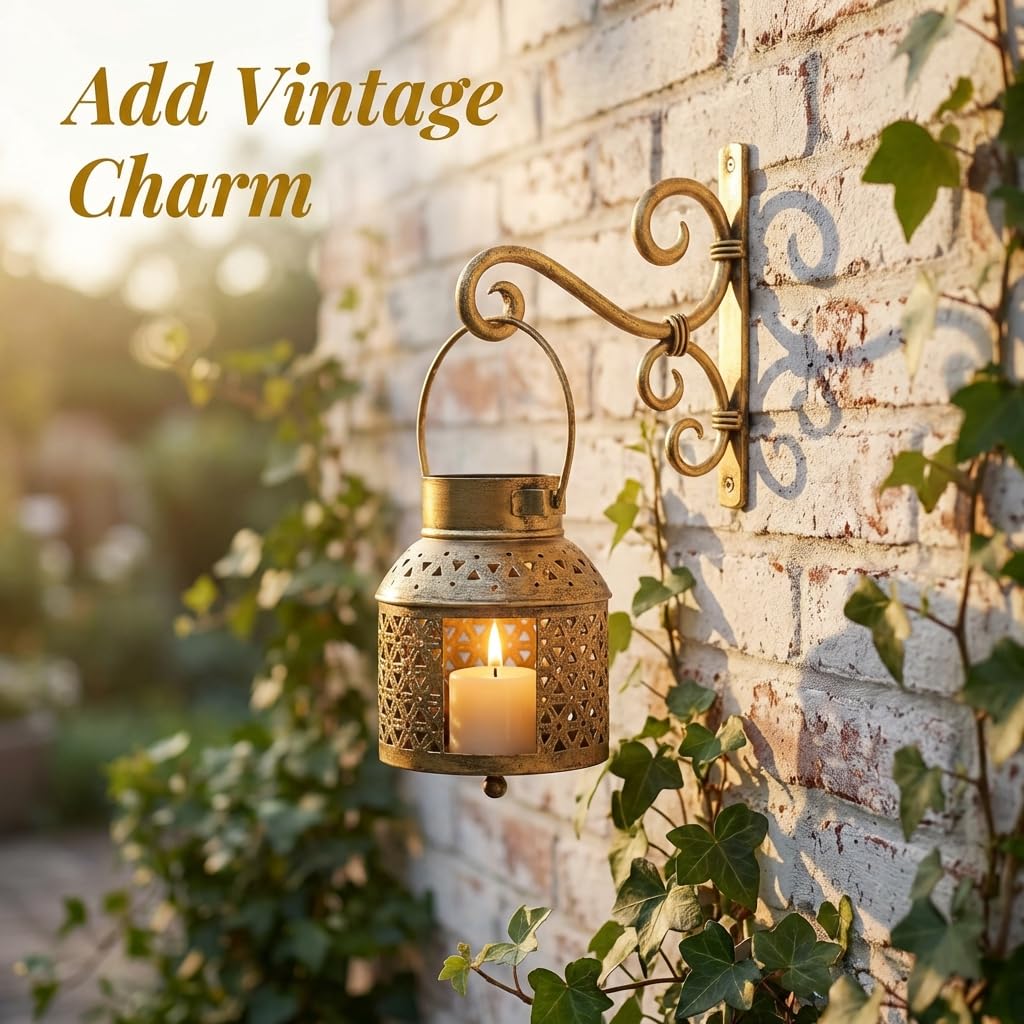 Golden Wall Bracket - Hang Feeders, Chimes & More -3 Golden Wall Bracket - Hang Feeders, Chimes & More -3