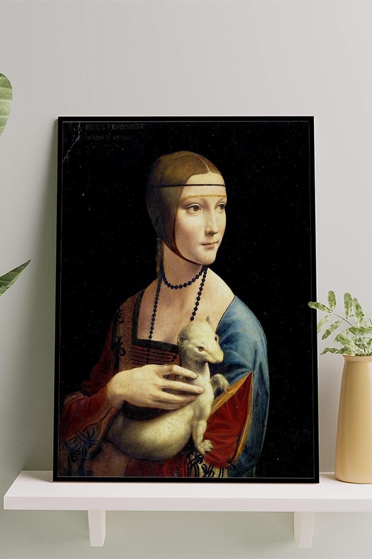 Postermanya (pster14676) Lady Ermine - Vinci Sanatsal Çerçeveli Tablo 40 x 50