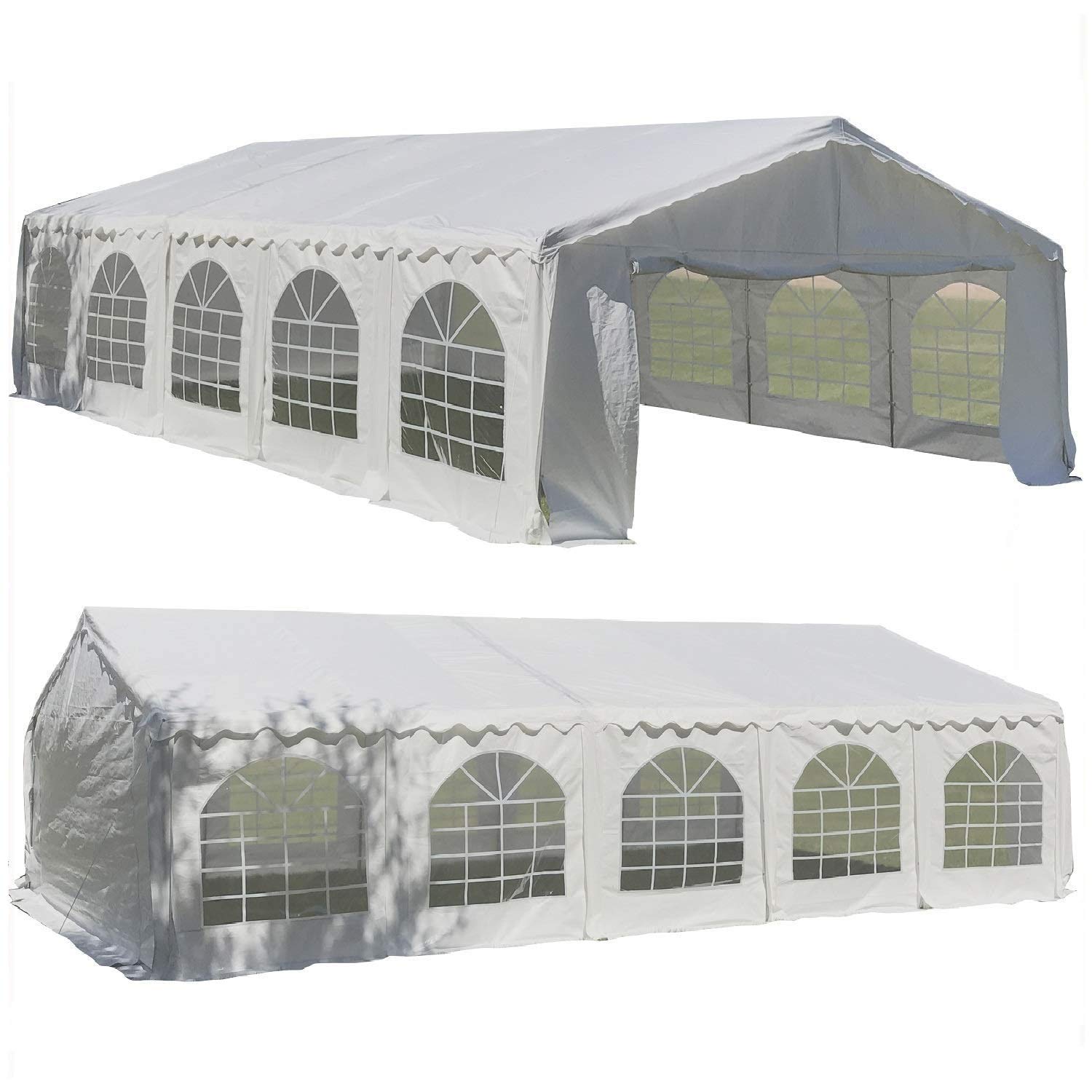 DELTA32'x20' Budget PE Party Tent(with 3 Free Bags), Tents for Parties, Wedding Tent, Outdoor Event Canopy, with Waterproof Top Cover, Removable Window Walls, Commercial/Residential Use