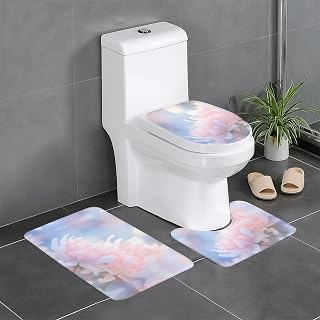 Flower close-up3-piece Non-Slip Floor mat Set Flannel Floor mat Bathroom Non-Slip mat Home Decor