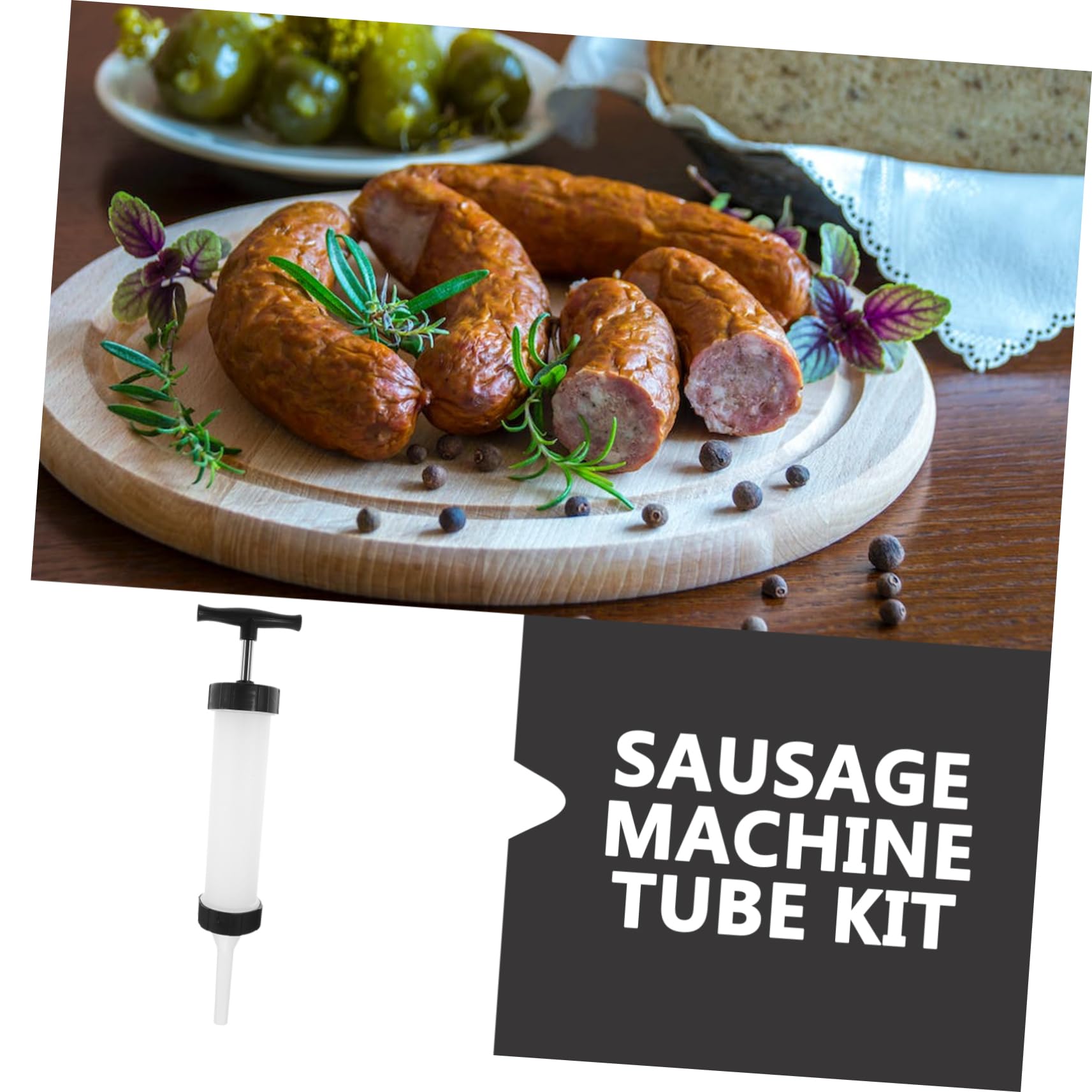 OFFSCH 1Set Manual Sausage Stuffer Tool with Comfortable Handle Easy to Clean for Homemade Sausage Making and Meat Stuffing