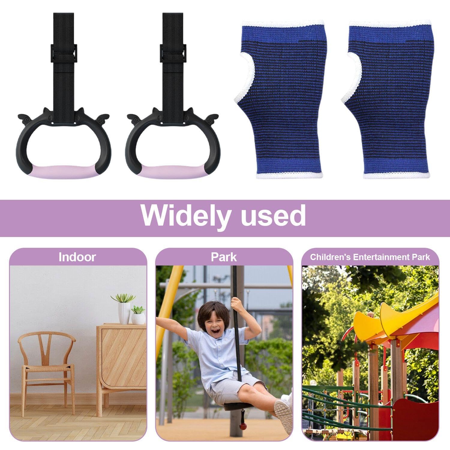 1 Par De Anillos Deportivos para Niños Y 1 Par De Protectores De Palmas, Equipos De Fitness para Niños, Equipos De Entrenamiento Físico para Niños, Accesorios De Fitness En Interiores.