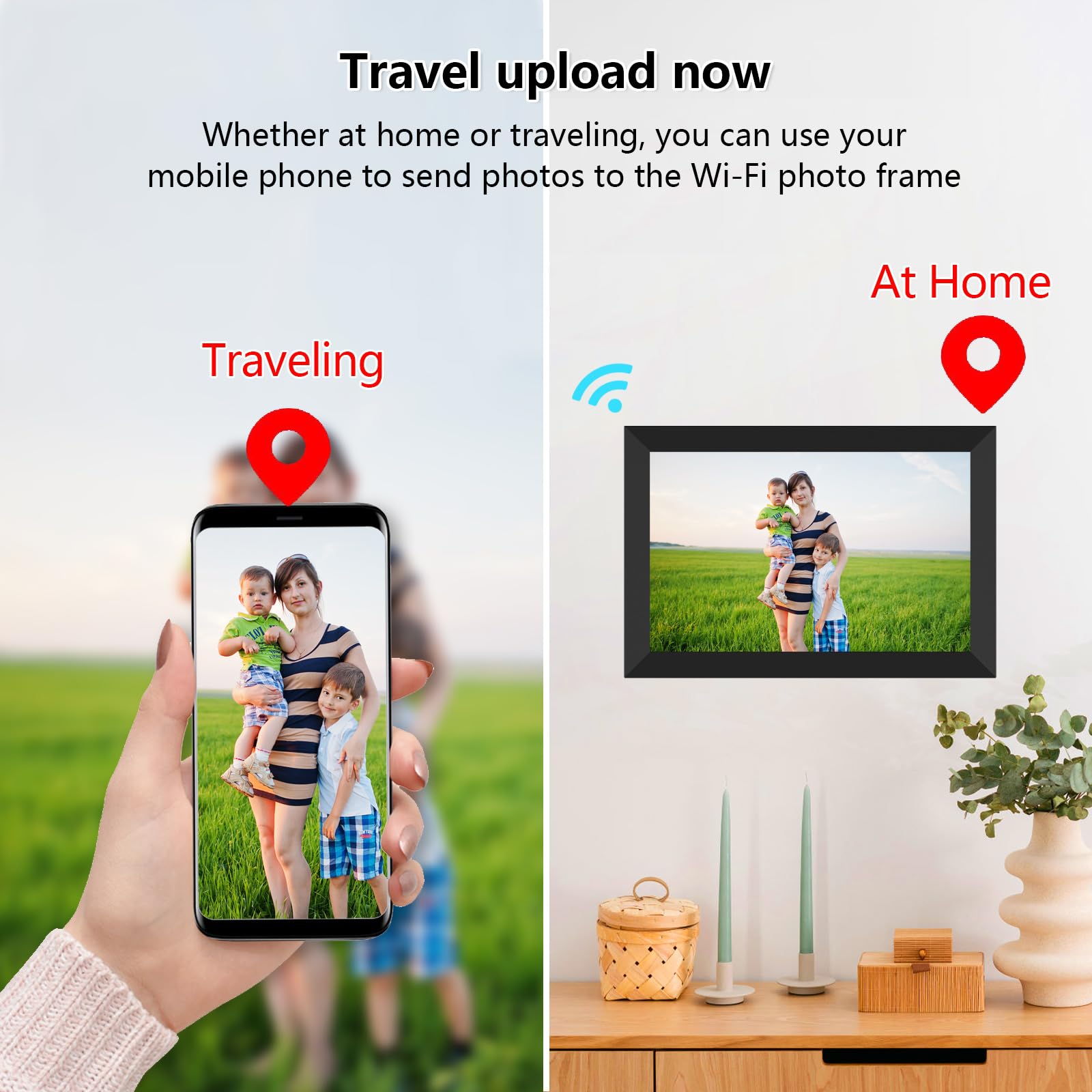 AKImart FRAMEO Digitaler Bilderrahmen WiFi 32GB Digitaler Fotorahmen 10,1 Zoll 1280x800 IPS LCD-Touchscreen Smart Cloud-Fotorahmen Mit Automatischer Drehung Momente Sofort Über Die Frameo-App Teilen