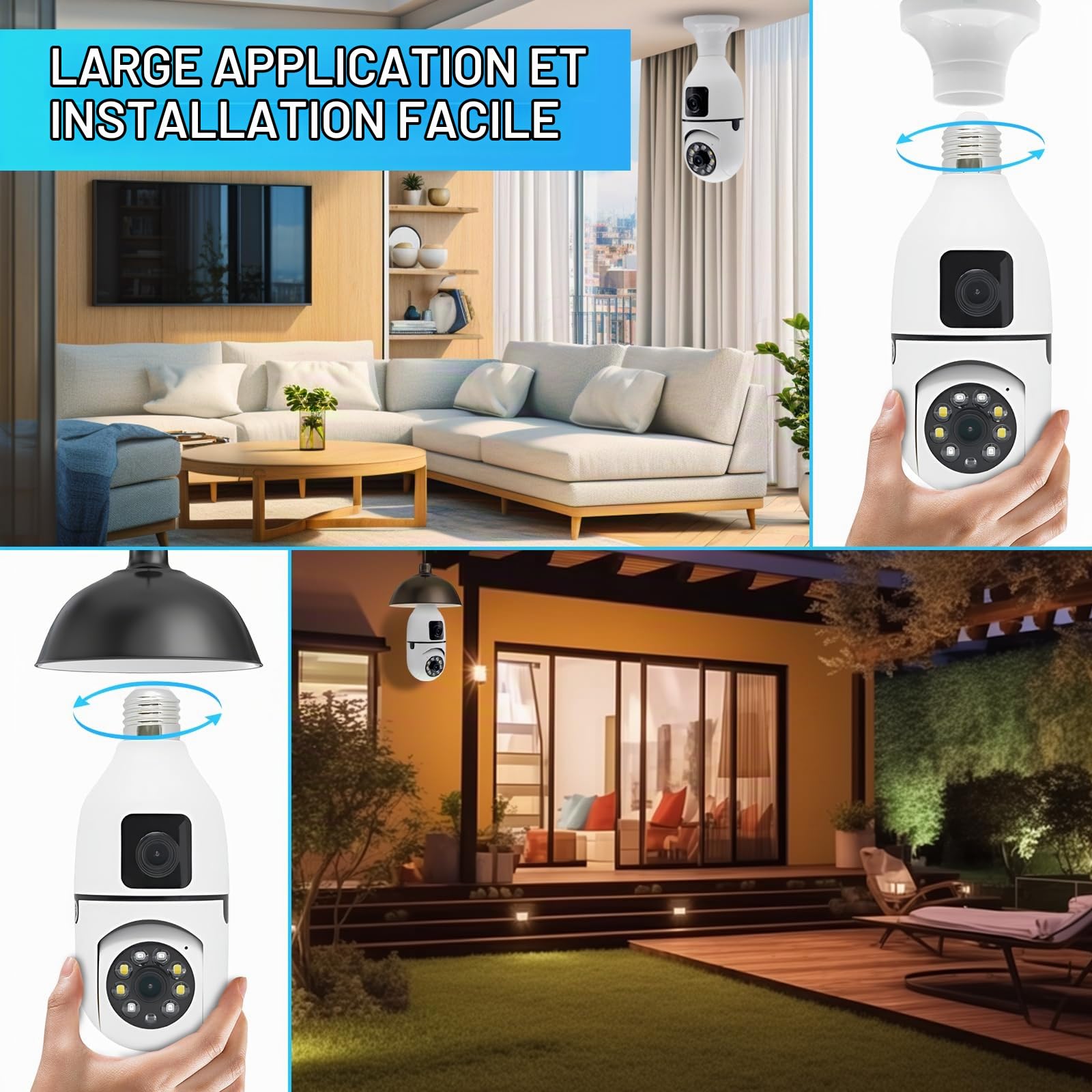 Caméra de sécurité à Ampoule, Caméra WiFi (1, L)