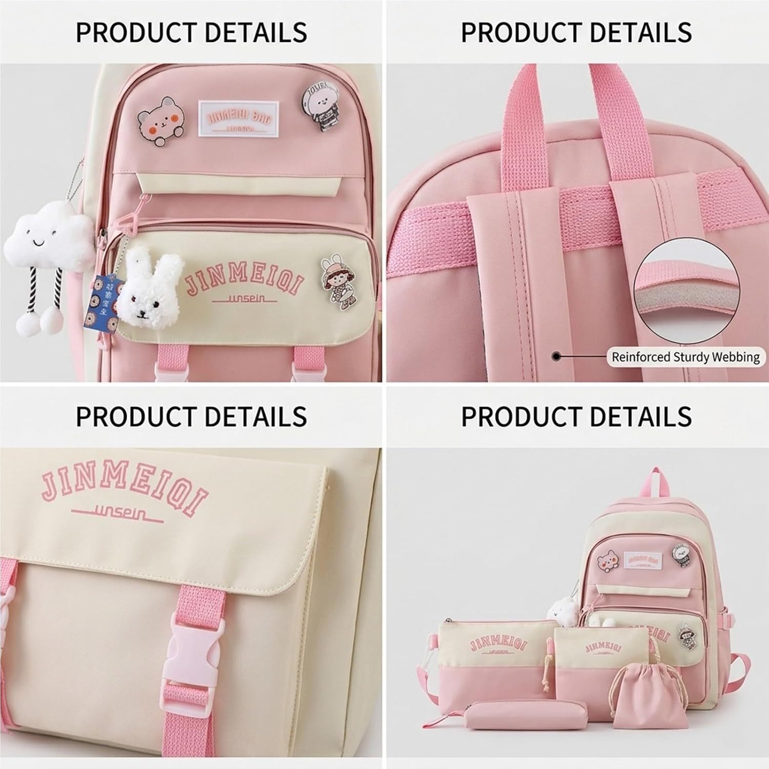 5pcs Kawaii Cute Backpacks Combo Bear