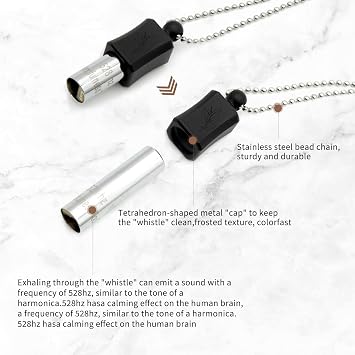 528 Hz Meditation Necklace Quit Smoking Necklace Breathing Frequency Sound Healing Device by Adjusting The Breathing for Anxiety & Stress Relief Mindfulness (Black)