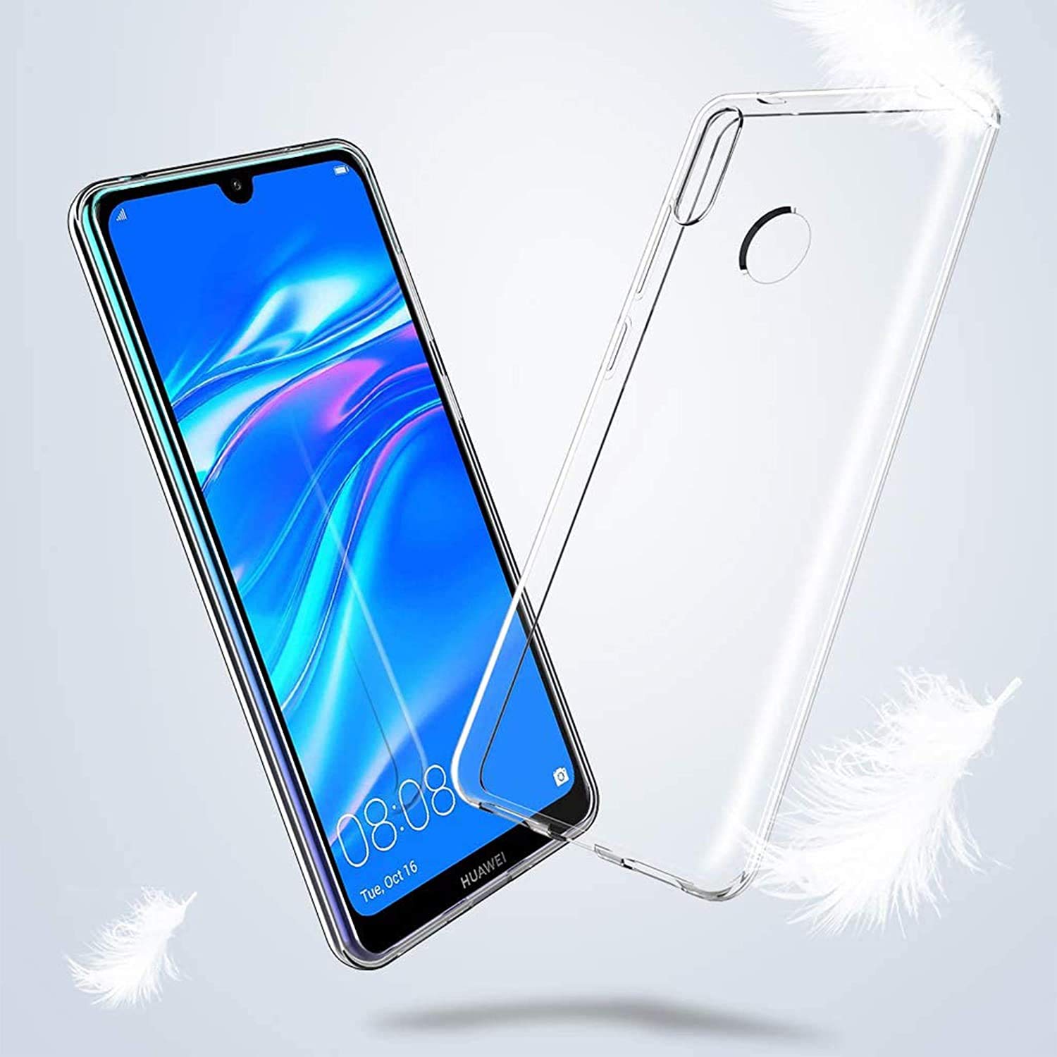 Custodia Trasparente Per Huawei Y7 2019/Y7 Prime 2019 - Cover Sottile In Silicone TPU Con Farfalla Blu, Anti-Urto E Anti-Graffio - 2
