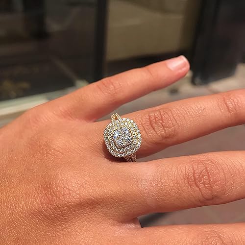 Miniatura 4 de Juego completo de 3 piezas de joyas de diamantes para mujer, collares de circón de lujo, aretes, anillos, joyería de moda, regalos para damas,